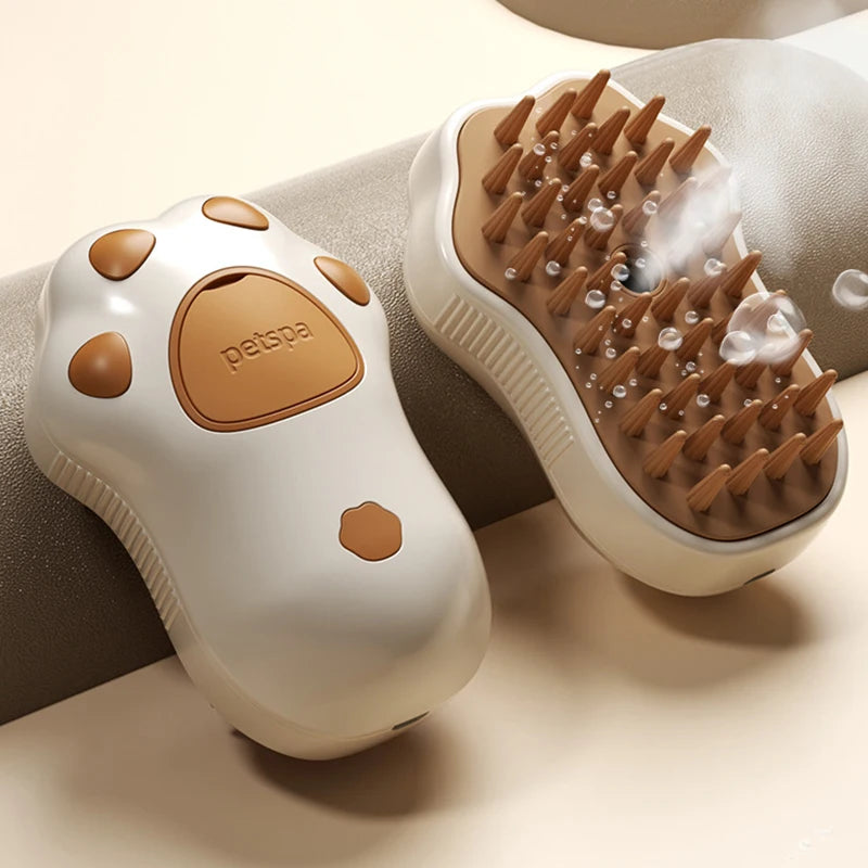 PAWSTRIP 3-in-1 Pet Grooming Brush with Steam Spray, Massage Comb & Loose Hair Removal Tool