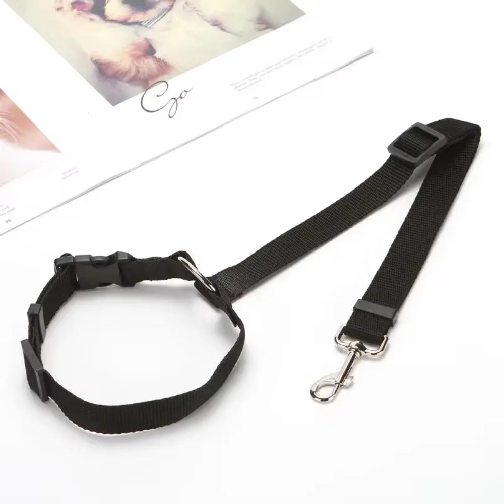 Adjustable Pet Car Seat Belt & Leash, Nylon Safety Harness for Dogs & Cats, Travel Seatbelt