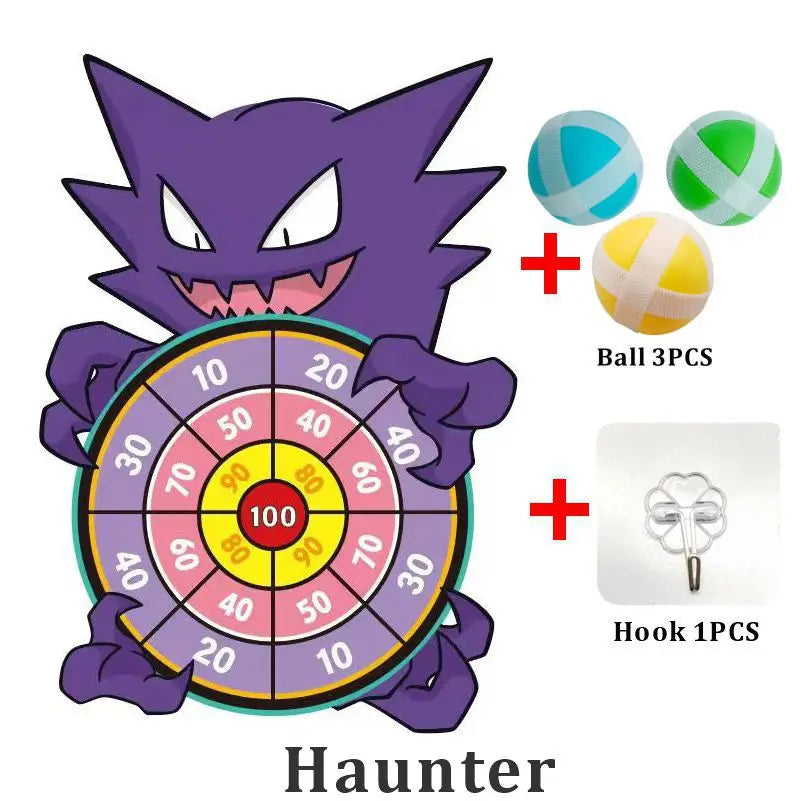 POKEMON Kids Cartoon Dart Board Sticky Ball Toy Pikachu Squirtle Game Party Interactive Gift