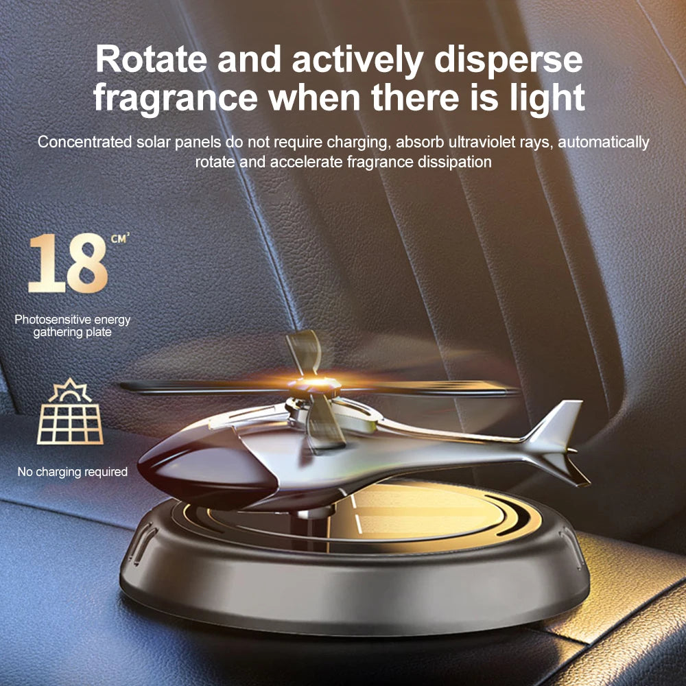 Solar Powered Helicopter Car Air Freshener – Aromatherapy Fragrance Diffuser for Fresh Driving