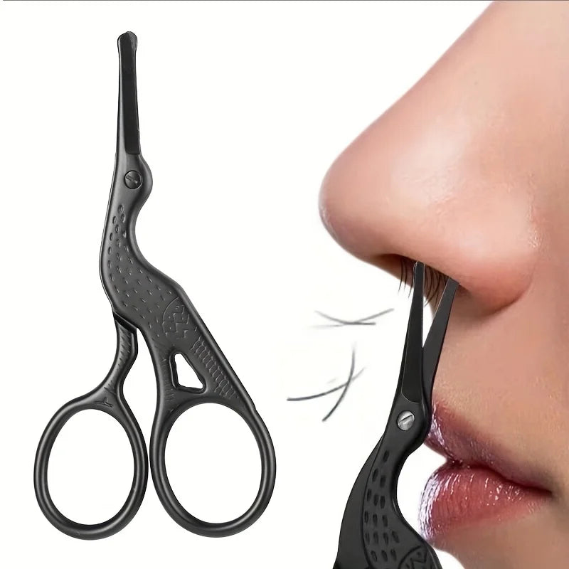 Round Head Stainless Steel Nose Hair Scissors | Stork-Type Grooming Scissors