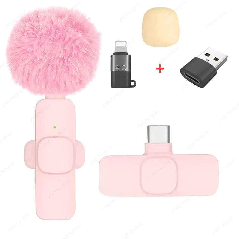 Wireless Lavalier Microphone Portable Mini Clip-On Mic for iPhone Android PC Camera Live Streaming