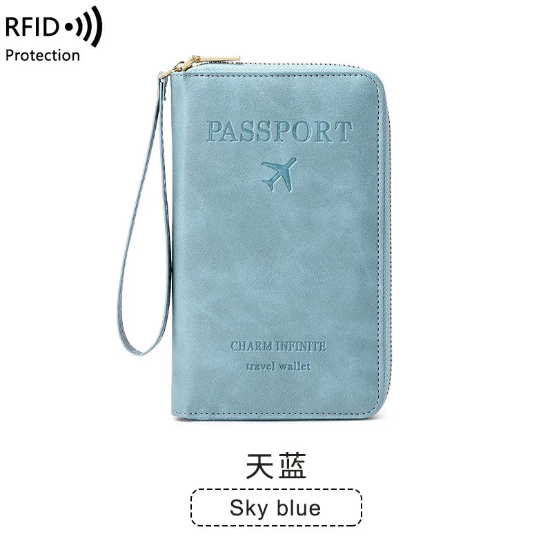 New Leather Passport Cover RFID Blocking Wallet | Travel Essentials & Zipper Phone Bag