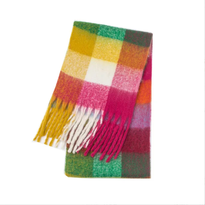 Women's Winter Cashmere Shawl & Warm Plaid Pashmina Scarf with Tassels – Stylish & Cosy
