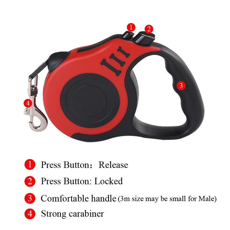 HOLAPET Retractable Dog Leash 3M/5M for Small Dogs & Cats Durable Nylon Lead for Walking & Travel