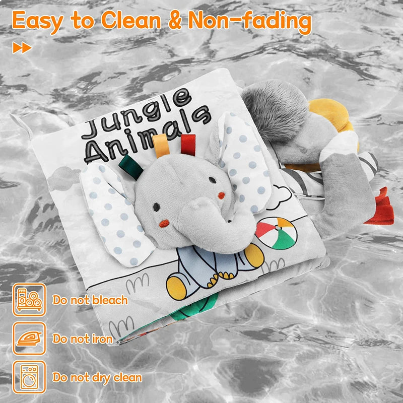 QWZ Soft Baby Cloth Books 3D Touch Feel High Contrast Sensory Stroller Toy for Newborns & Infants