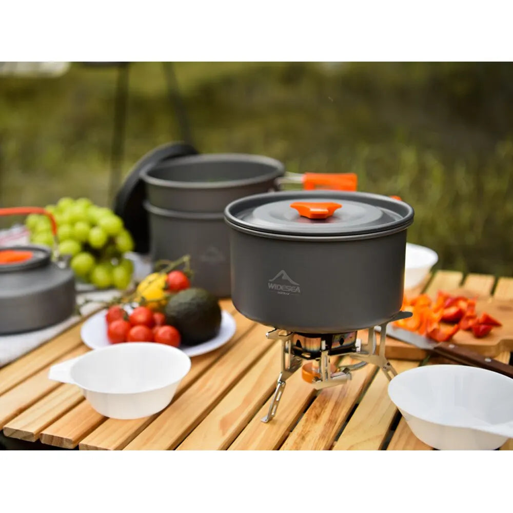 Widesea Camping Cookware Set | Lightweight Outdoor Pots & Tableware Kit