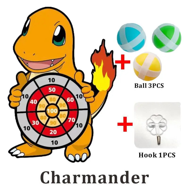 POKEMON Kids Cartoon Dart Board Sticky Ball Toy Pikachu Squirtle Game Party Interactive Gift