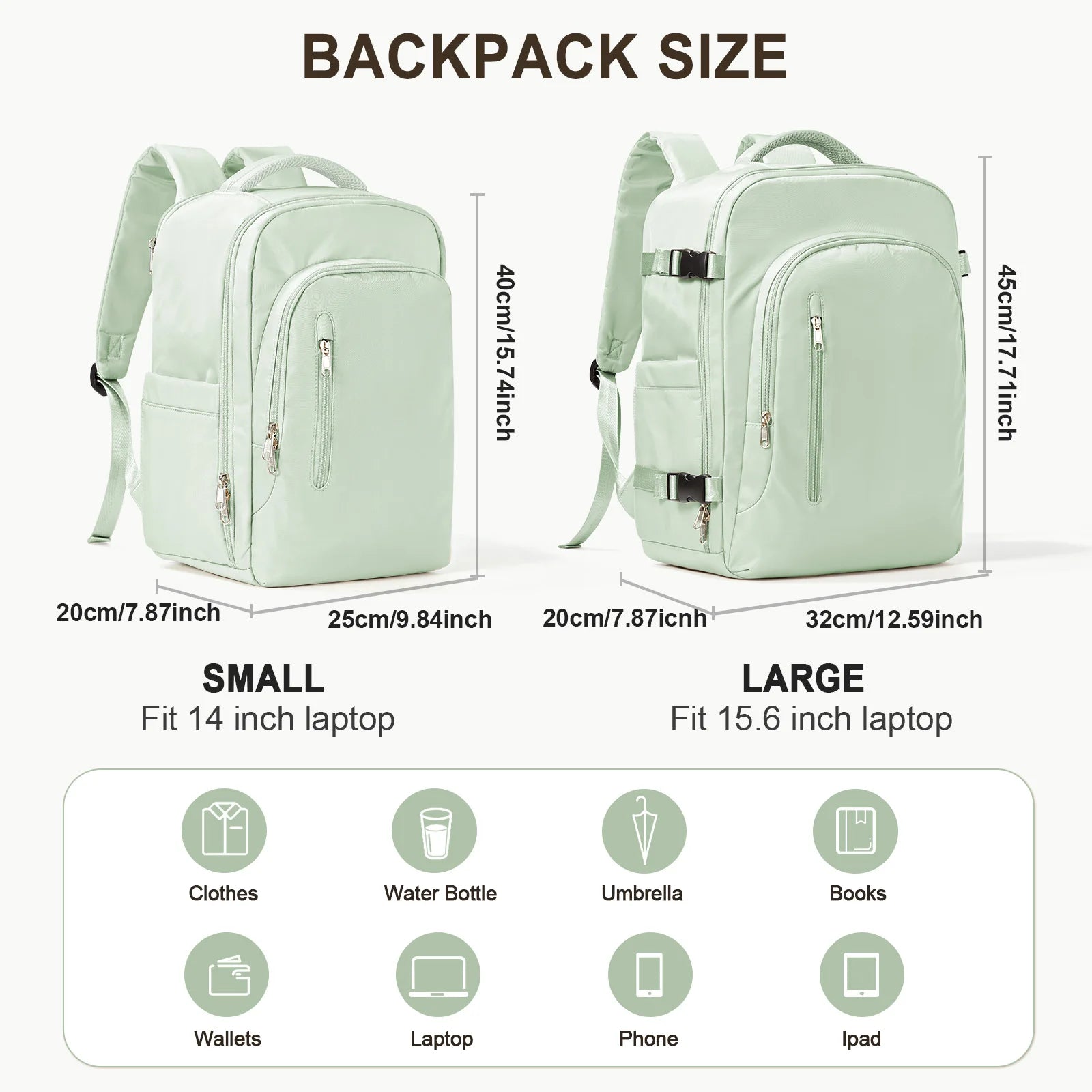 Laptop Travel Backpack Women Men Aircraft Carry-On 45x36x20 and 40x20x25 underseat bag requirements