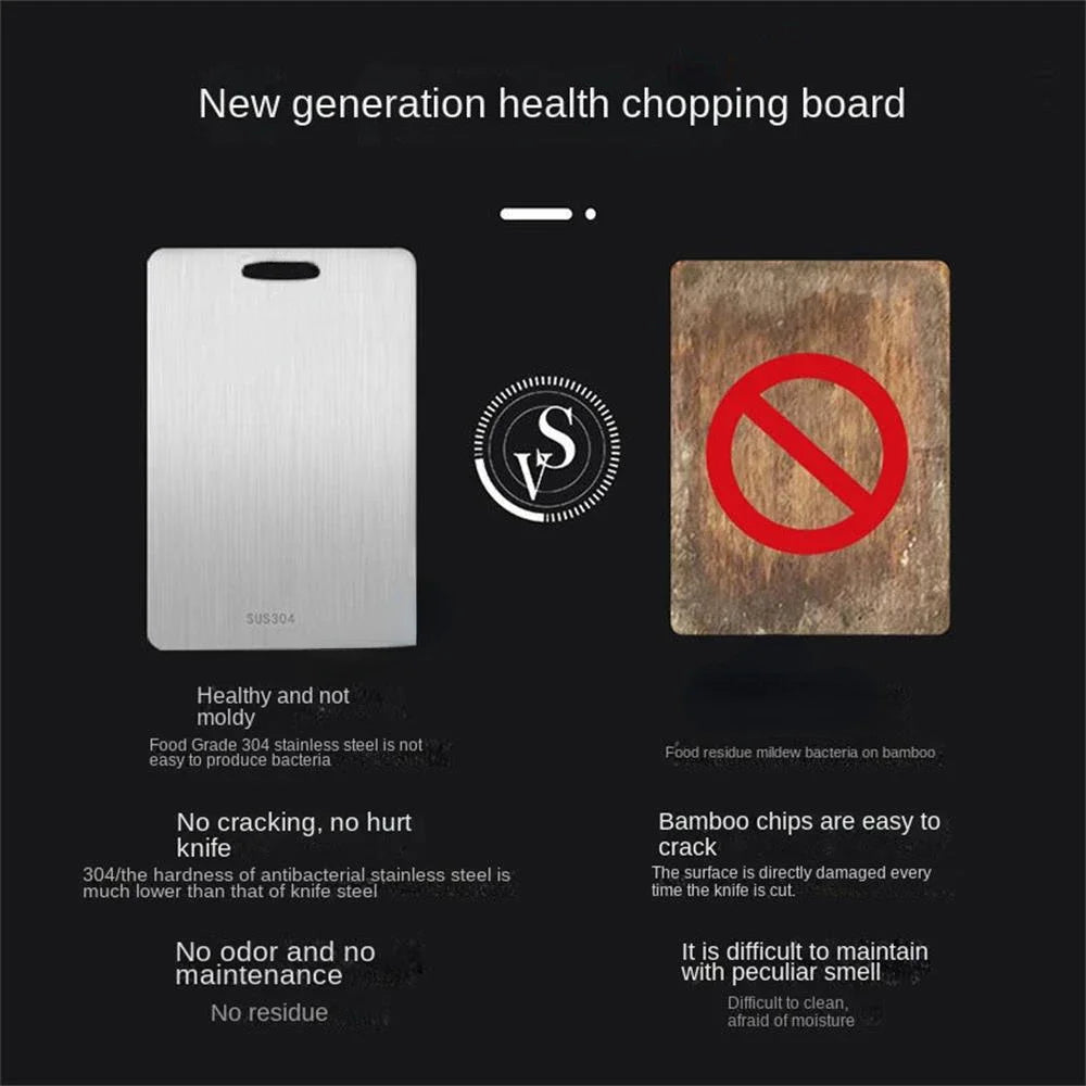 Stainless Steel Chopping Board - Double-Sided Cutting Board for Kitchen, Antibacterial, Eco-Friendly