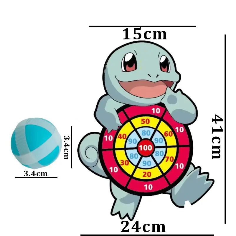 POKEMON Kids Cartoon Dart Board Sticky Ball Toy Pikachu Squirtle Game Party Interactive Gift