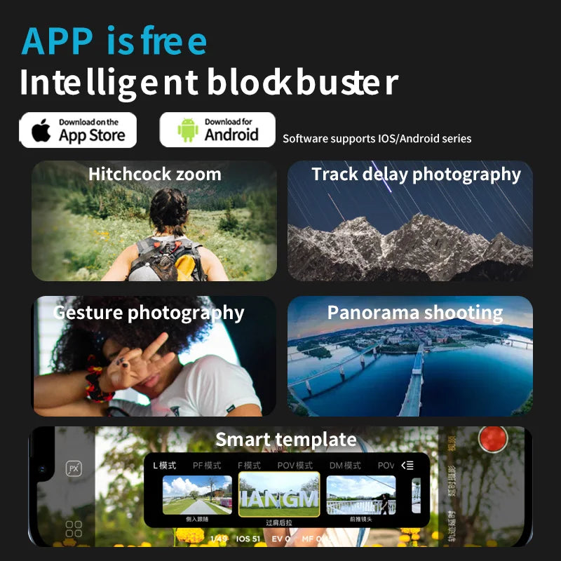 AOCHUAN 3-Axis Handheld Smartphone Gimbal Stabilizer with Fill Light Face Tracking Vlog Smart XE