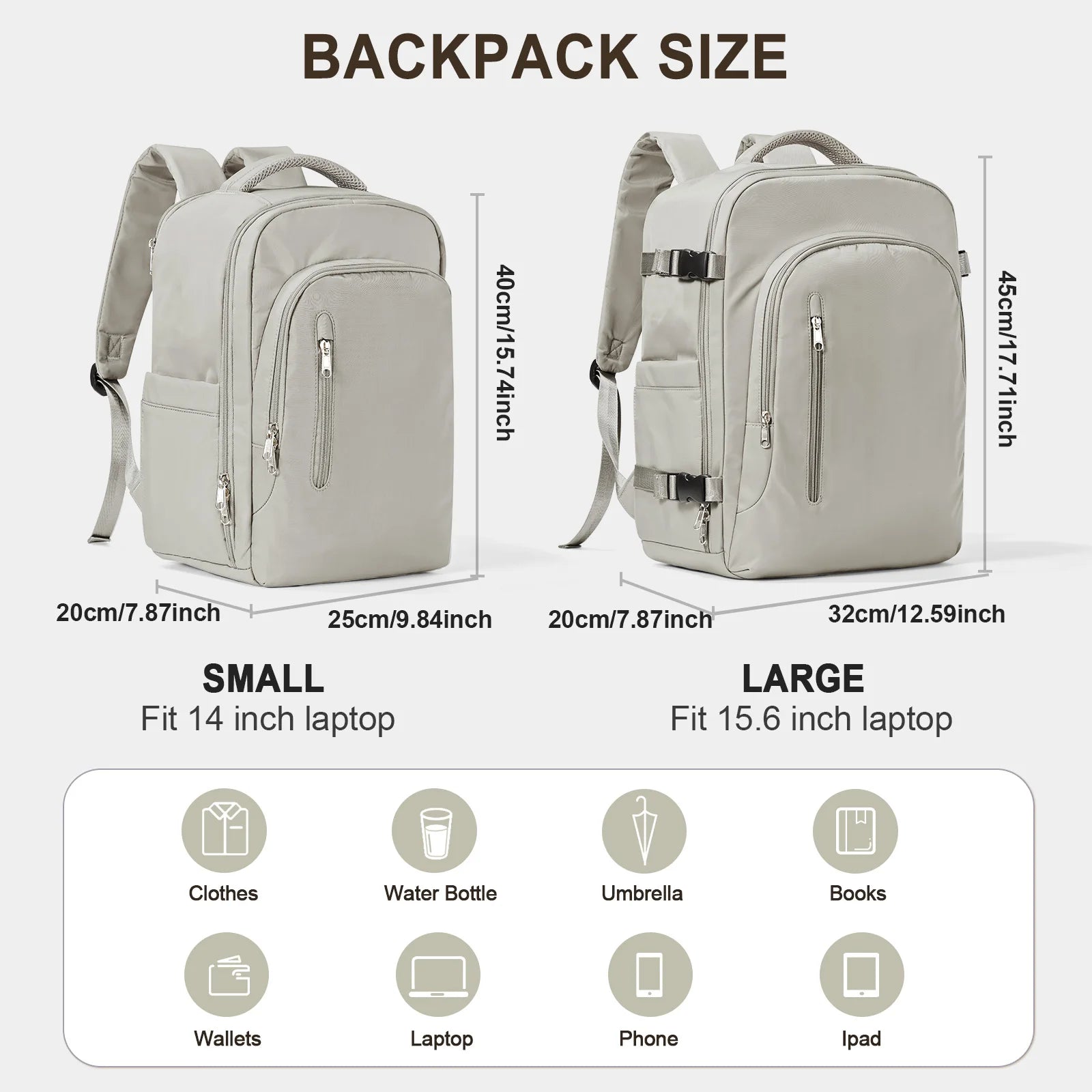 Laptop Travel Backpack Women Men Aircraft Carry-On 45x36x20 and 40x20x25 underseat bag requirements