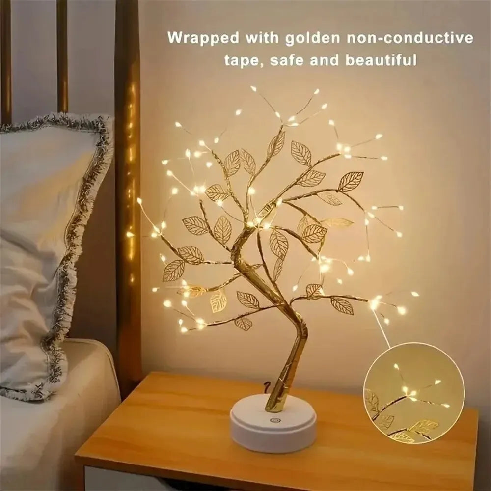 LED ROSE LEAF TABLE LAMP USB Fairy Night Light Christmas Home Party Wedding Decoration