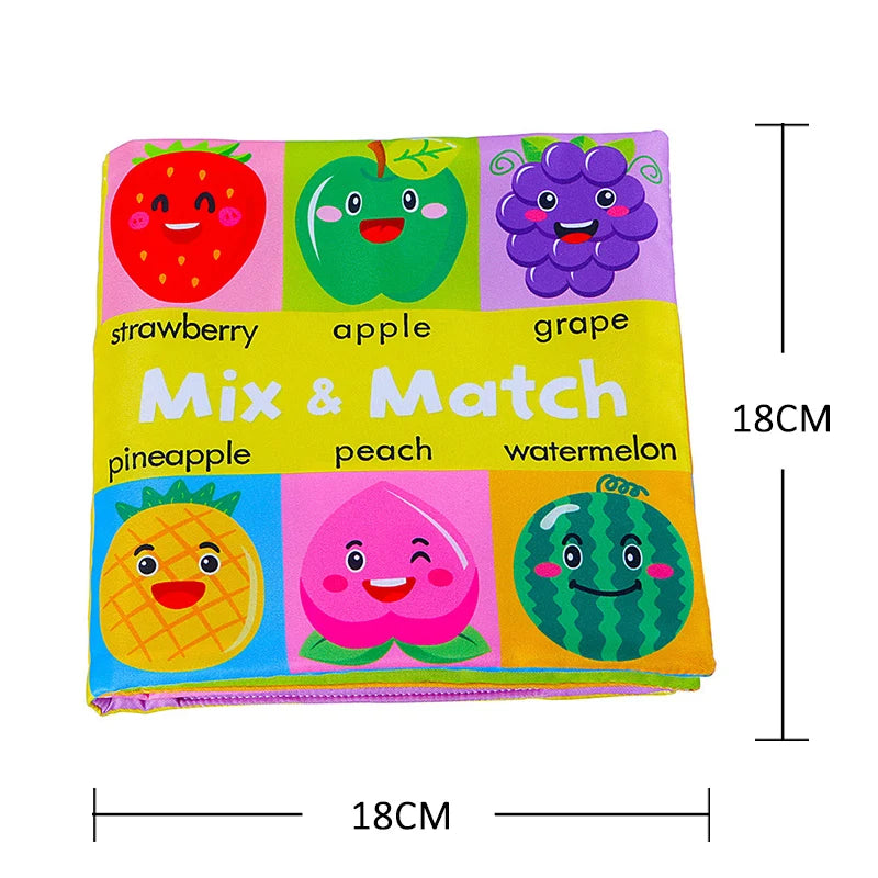 QWZ Soft Baby Cloth Books 3D Touch Feel High Contrast Sensory Stroller Toy for Newborns & Infants