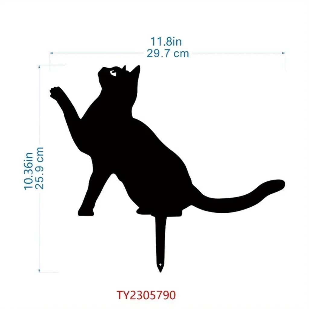 Exclusive Cute Cat Garden Silhouette – Tiki-Inspired Cat Family Garden Stakes Outdoor Decor Statues