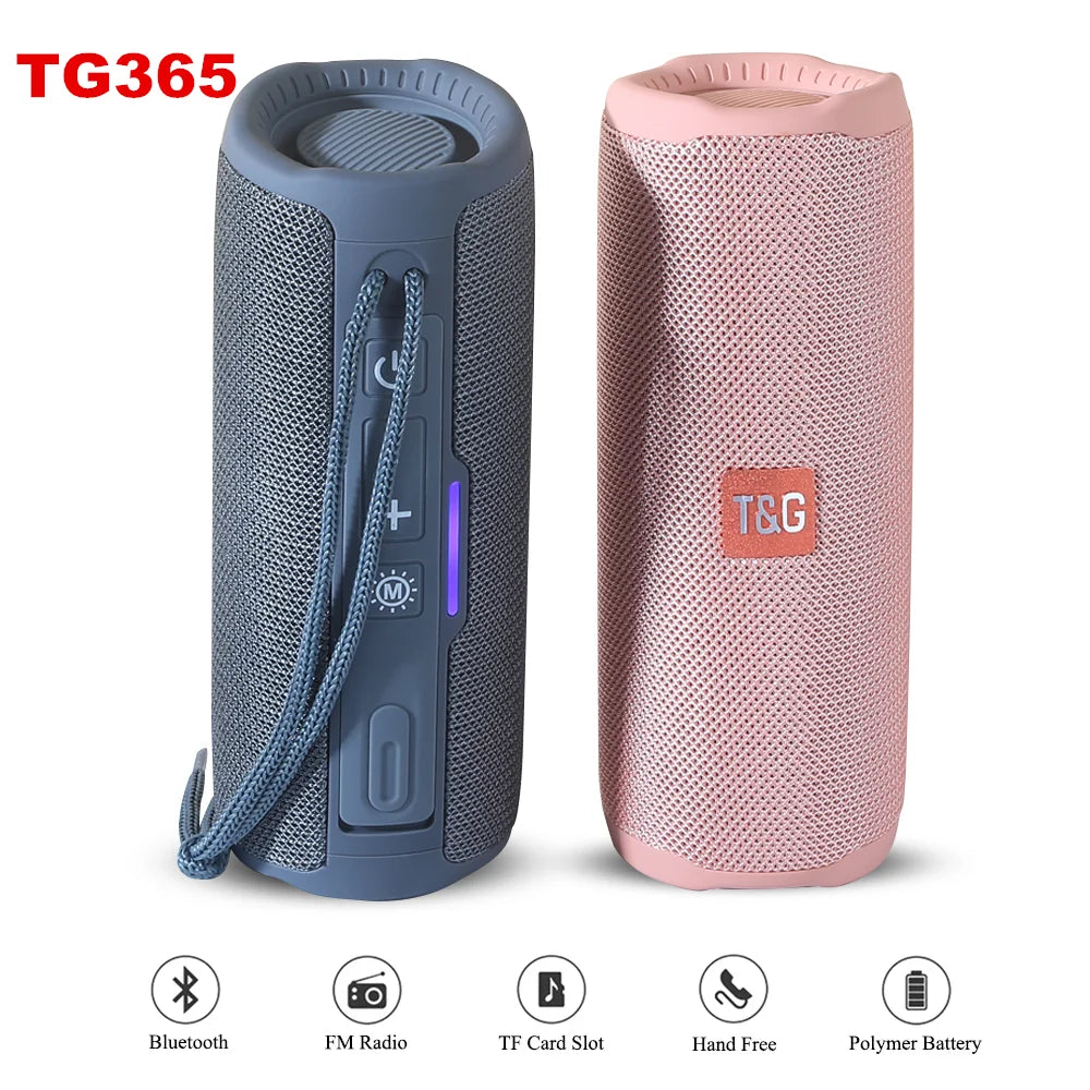 TG365 Bluetooth Speaker – Dual Bass, Wireless Subwoofer, Waterproof, LED, Outdoor Boombox with FM & AUX