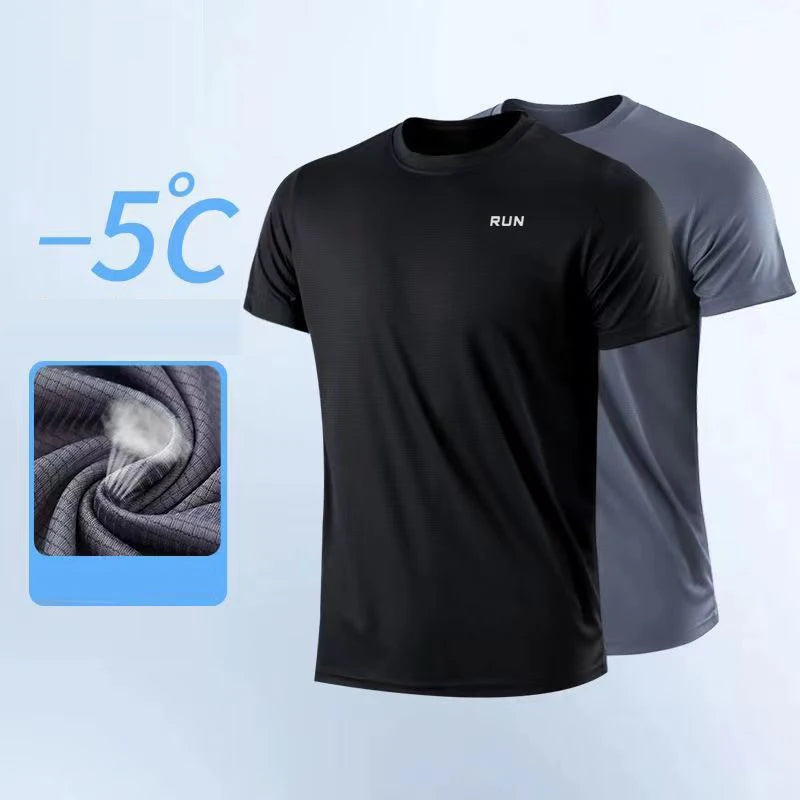 Men's Polyester Quick Dry Gym T-Shirt Short Sleeve Moisture-Wicking Running Training Sports Top