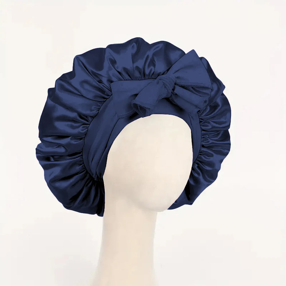 ADJUSTABLE SATIN SILK BONNET FOR SLEEPING | Unisex Hair Protection with Tie Band – 16 Colours
