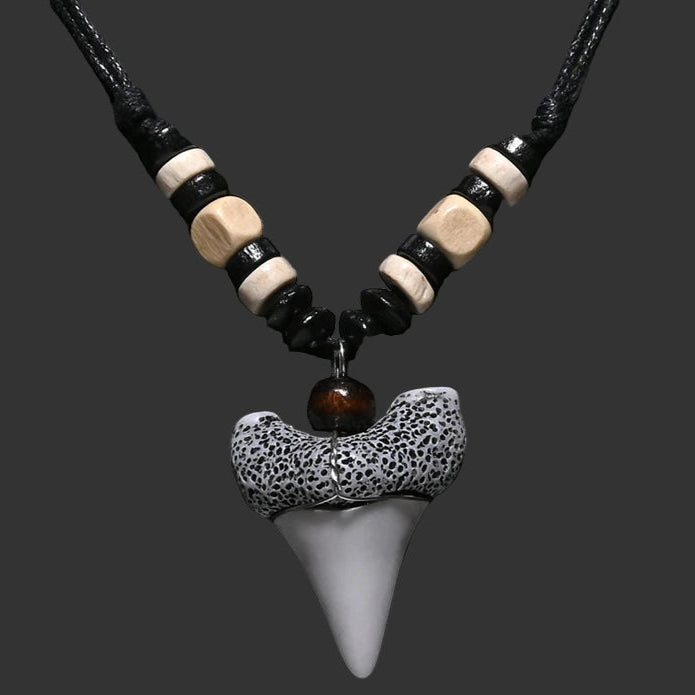 Handmade Maori Shark Tooth Pendant Necklace Tribal Resin Bone Powder Surfer Choker Unisex Adjustable