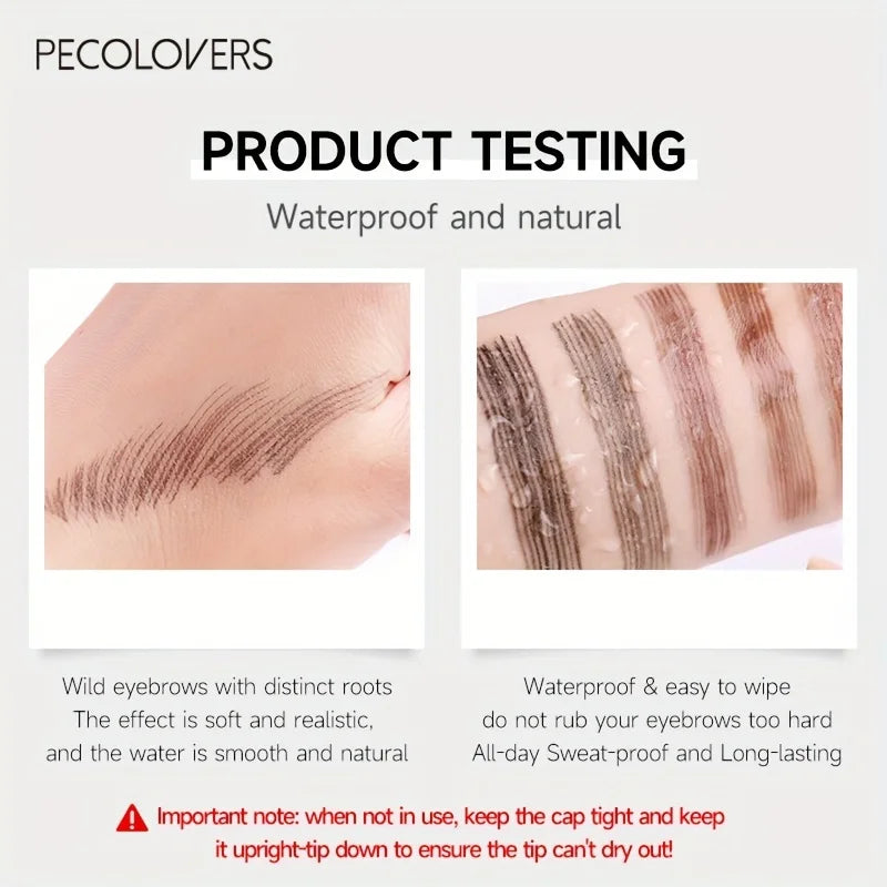 Waterproof Eyebrow Tattoo Pen with 4 Split Tip Liquid Applicator for Natural Long-Lasting Brows