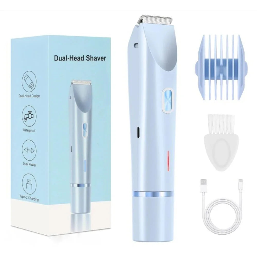 Dual Head Electric Shaver for Women Wet & Dry Body Bikini Face Trimmer Hair Removal Epilator