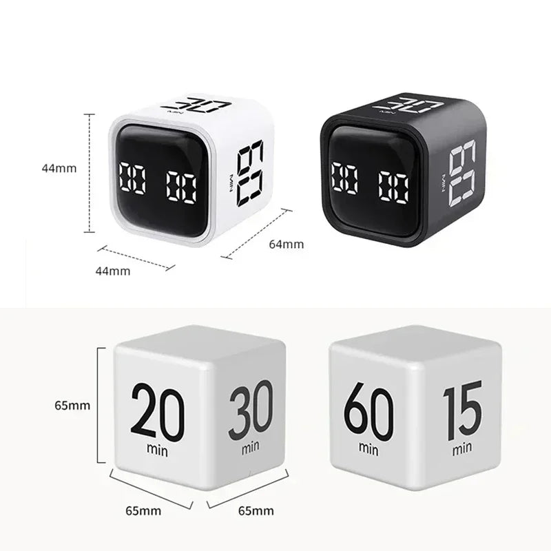 Productivity Cube Timer Gravity Sensor LED Display Dual Mode Countdown Digital Timer for Cooking