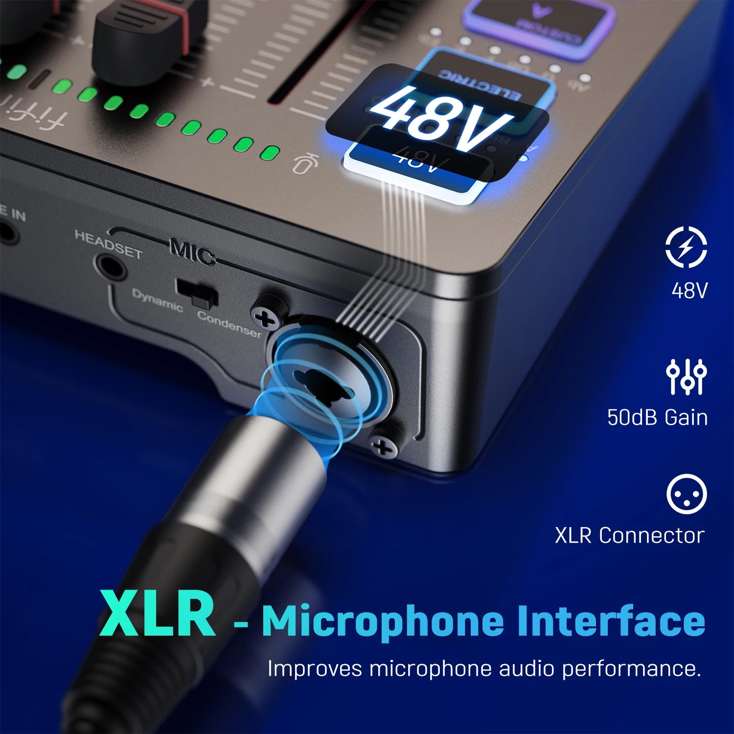 FIFINE 4 Channel RGB Gaming Audio Mixer with XLR Interface for Streaming, Podcasts and Dual-PC Setups