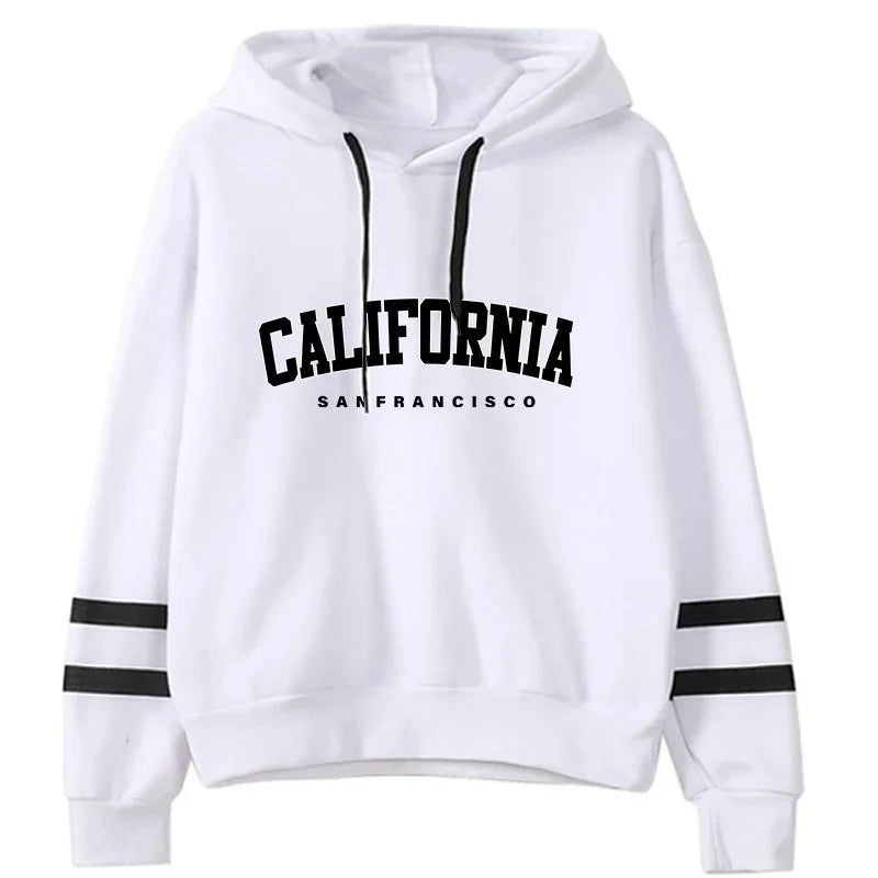 CALIFORNIA Women’s Tracksuit Casual Stripe Hooded Sweatshirt & Pants Set Sportswear S-3XL