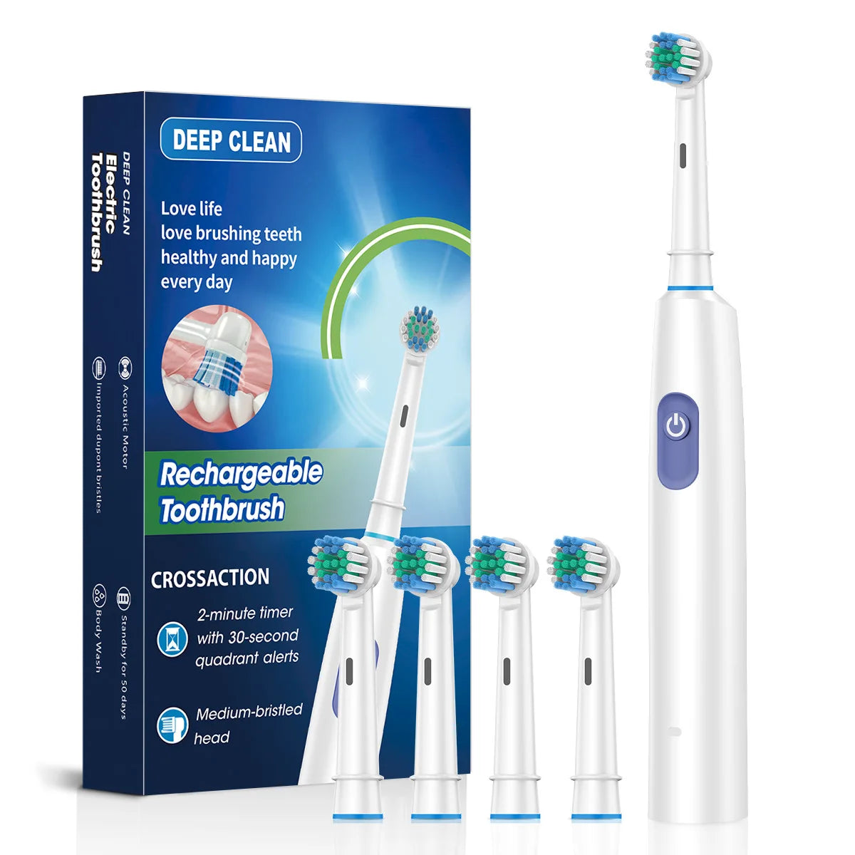 Electric Toothbrush rechargeable for adults with teeth whitening plaque removal 5 modes and 8 heads