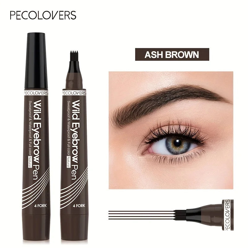 Waterproof Eyebrow Tattoo Pen with 4 Split Tip Liquid Applicator for Natural Long-Lasting Brows