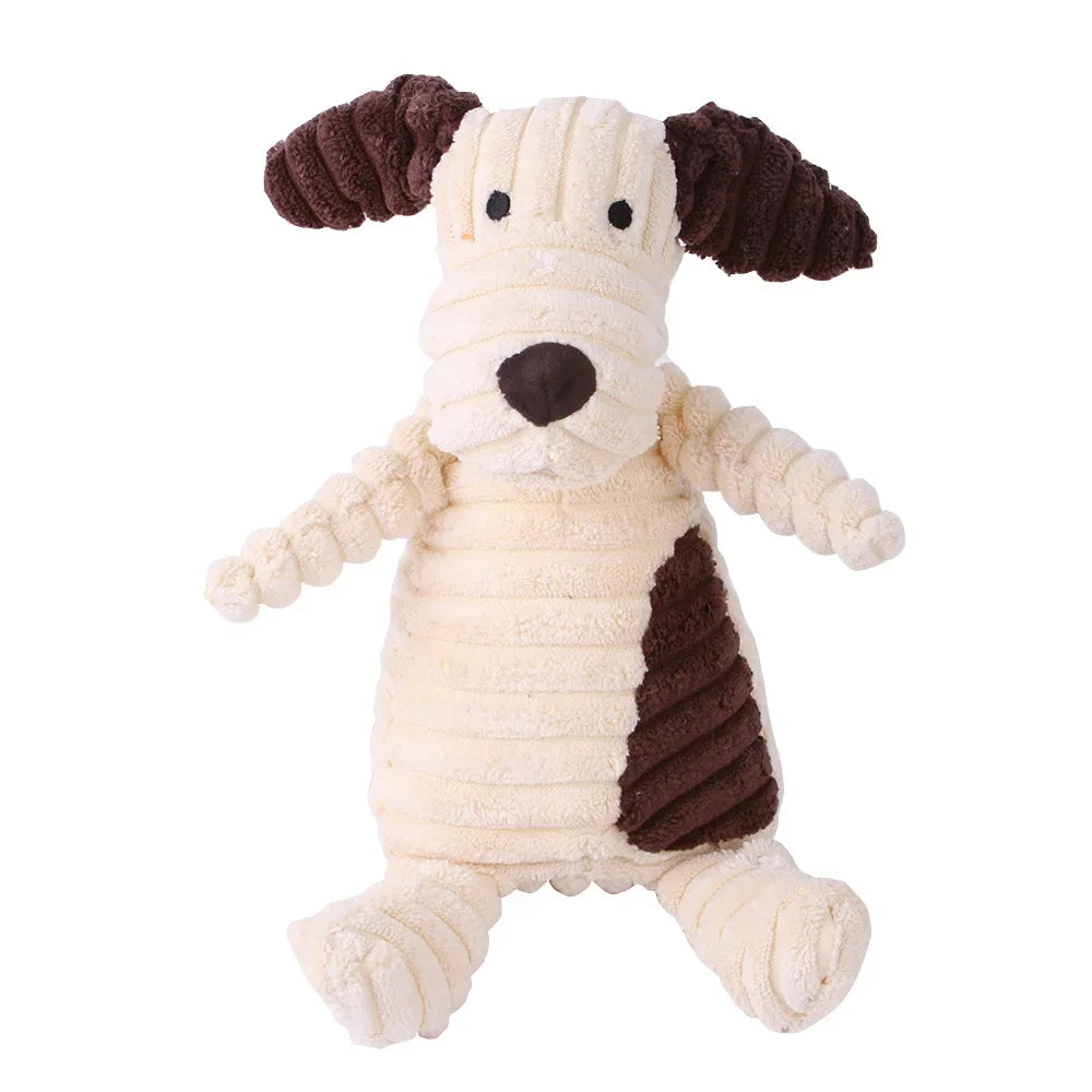 Corduroy Squeaky Dog Toy – Durable Chew Plush Animal Toy for Puppies, Small, Medium & Large Dogs