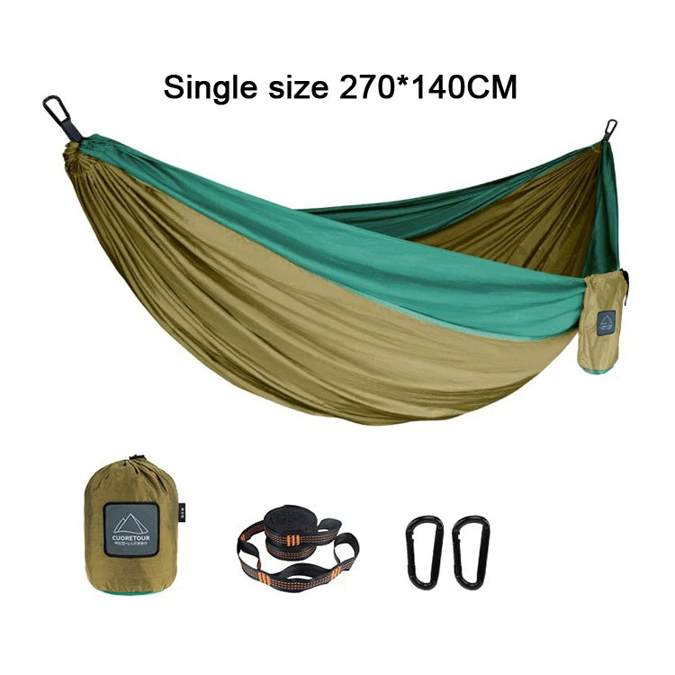 Portable Nylon Parachute Hammock Single & Double Sizes for Camping, Hiking, Travel and Outdoor Usage