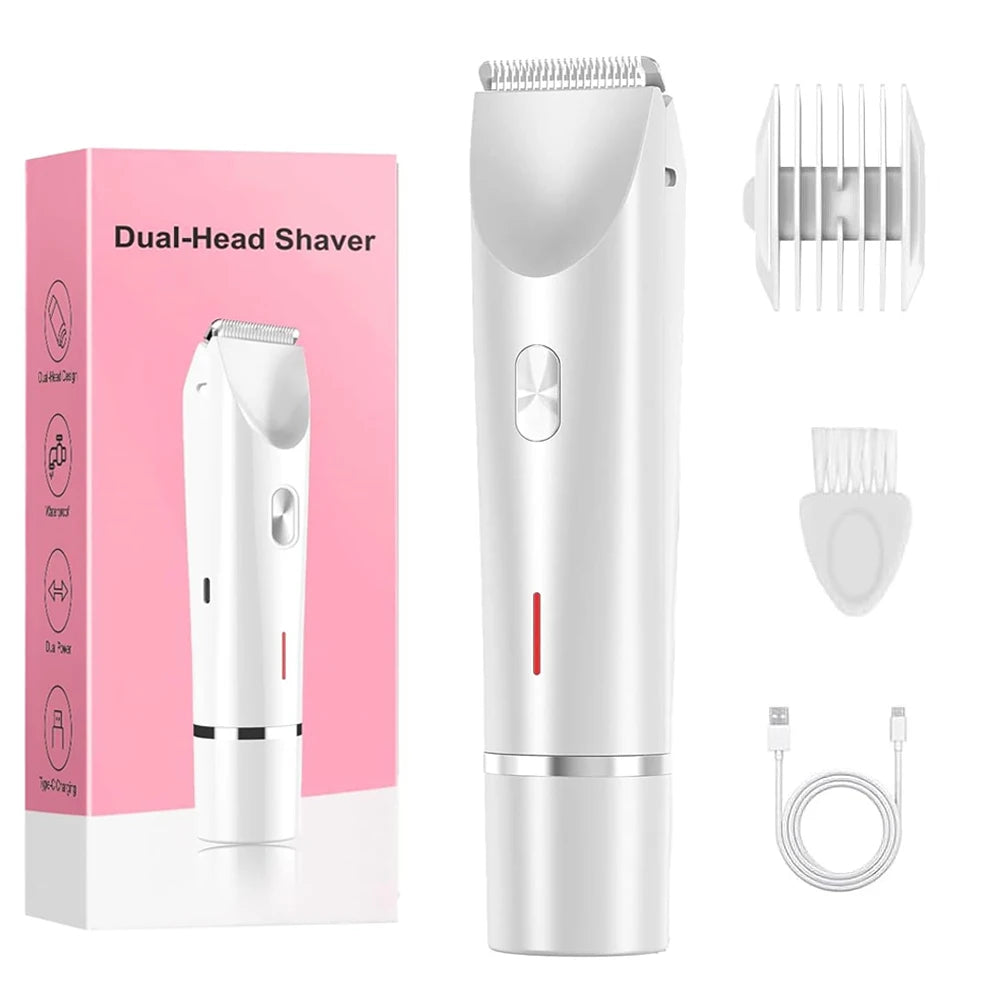 Dual Head Electric Shaver for Women Wet & Dry Body Bikini Face Trimmer Hair Removal Epilator