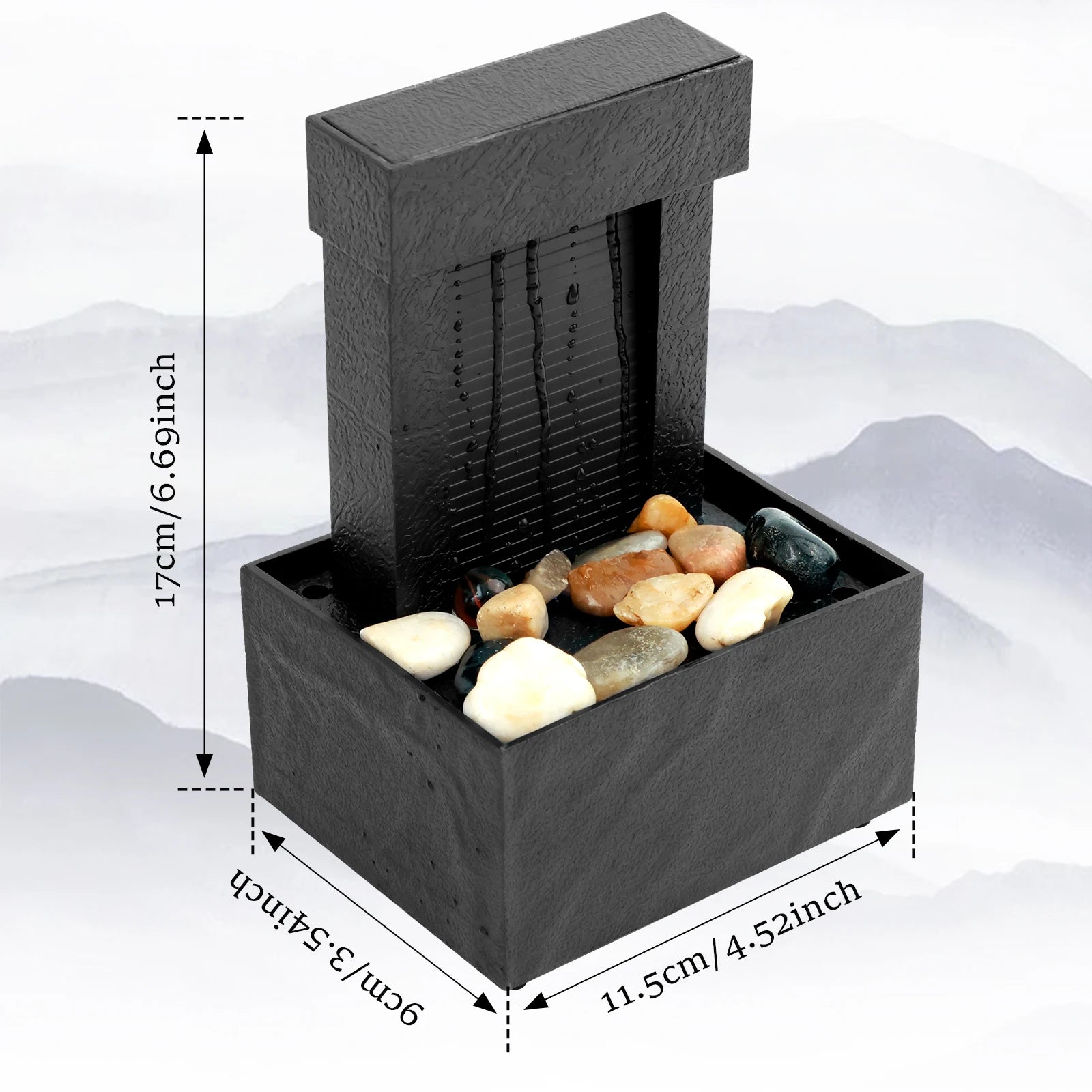 Tabletop Waterfall Desktop Fountain with Soft Lights Flowing Water Relaxation Meditation Gift