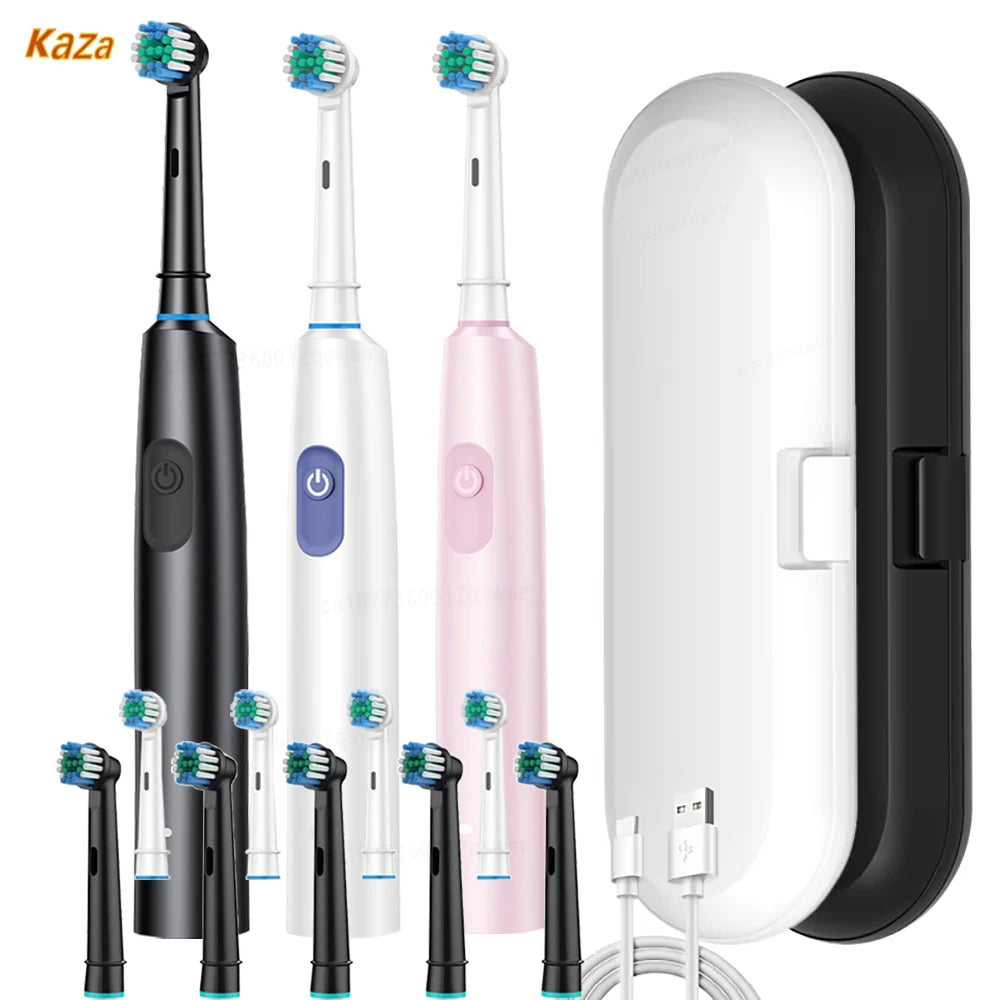 Electric Toothbrush rechargeable for adults with teeth whitening plaque removal 5 modes and 8 heads