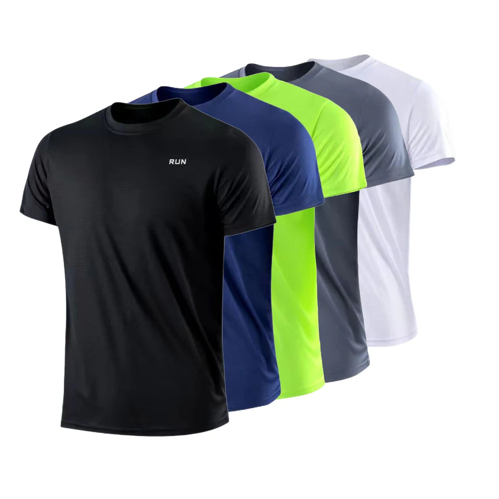 Men's Polyester Quick Dry Gym T-Shirt Short Sleeve Moisture-Wicking Running Training Sports Top
