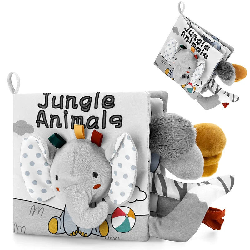 QWZ Soft Baby Cloth Books 3D Touch Feel High Contrast Sensory Stroller Toy for Newborns & Infants