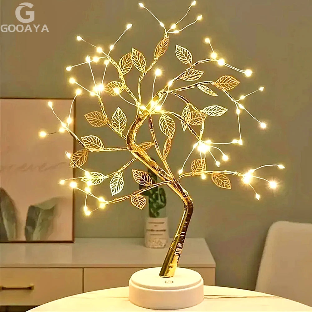 LED ROSE LEAF TABLE LAMP USB Fairy Night Light Christmas Home Party Wedding Decoration