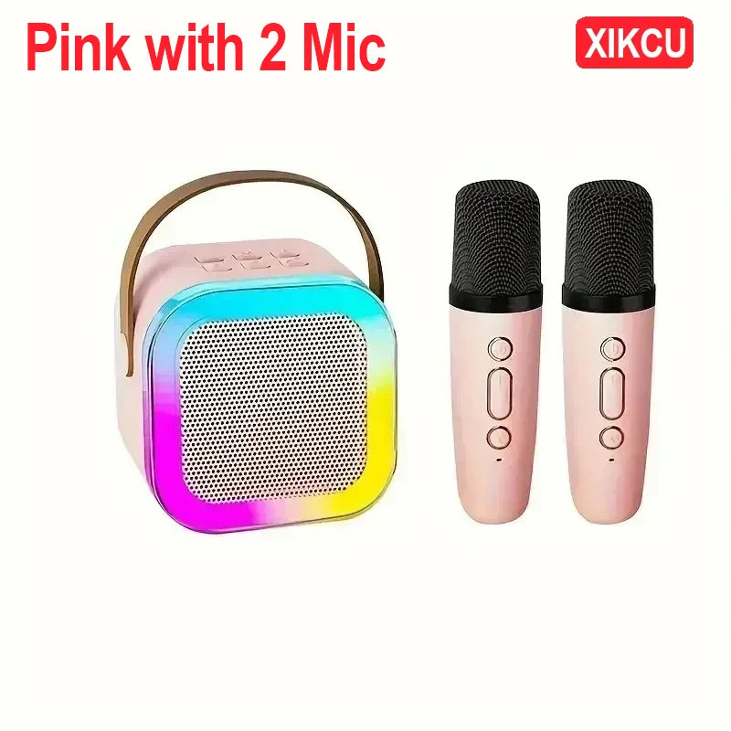 XIKCU Portable Bluetooth Karaoke Speaker with 2 Wireless Microphones, Party & Home Audio