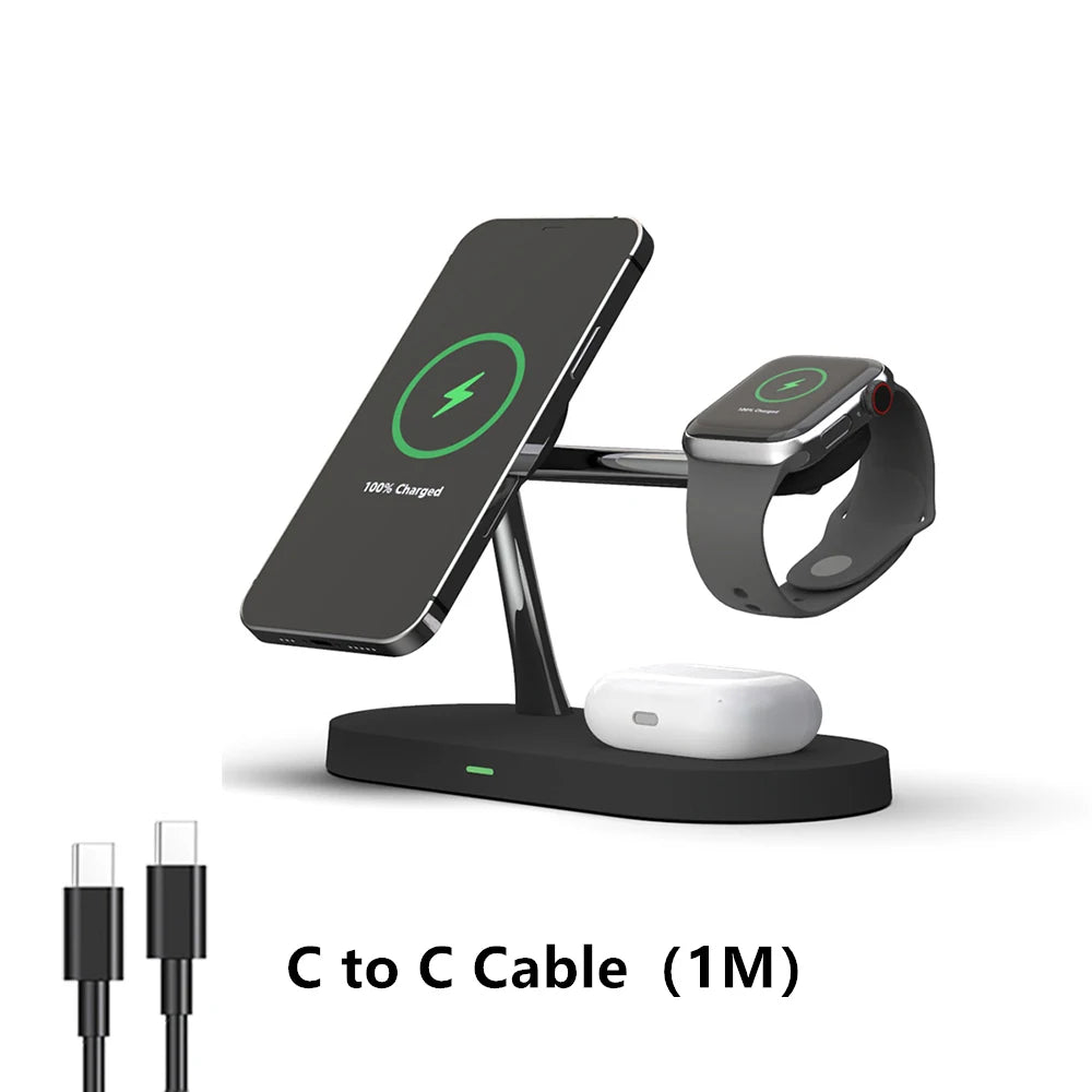 3 in 1 Wireless Charger Stand for iPhone 12-17 Apple Watch 4-10 AirPods 2 3 Pro Fast Charging