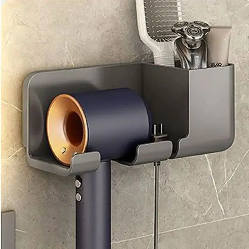 1PC Hair Dryer Storage Rack – Wall Mounted No-Drill Bathroom Holder & Organizer for Hair Tools