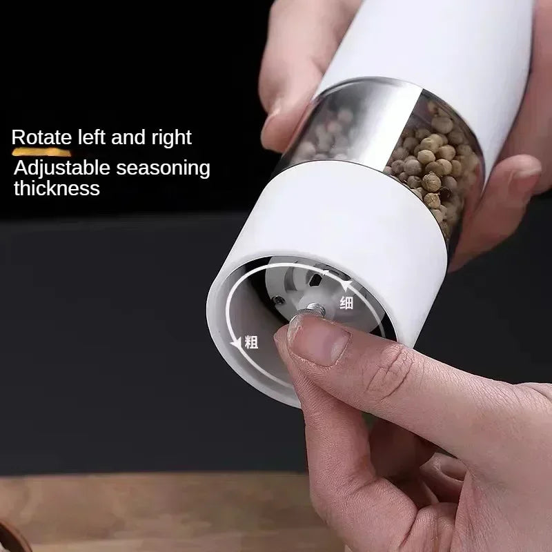 Electric Salt and Pepper Grinder with LED Light Adjustable Coarseness Automatic Spice Mill Kitchen Tool