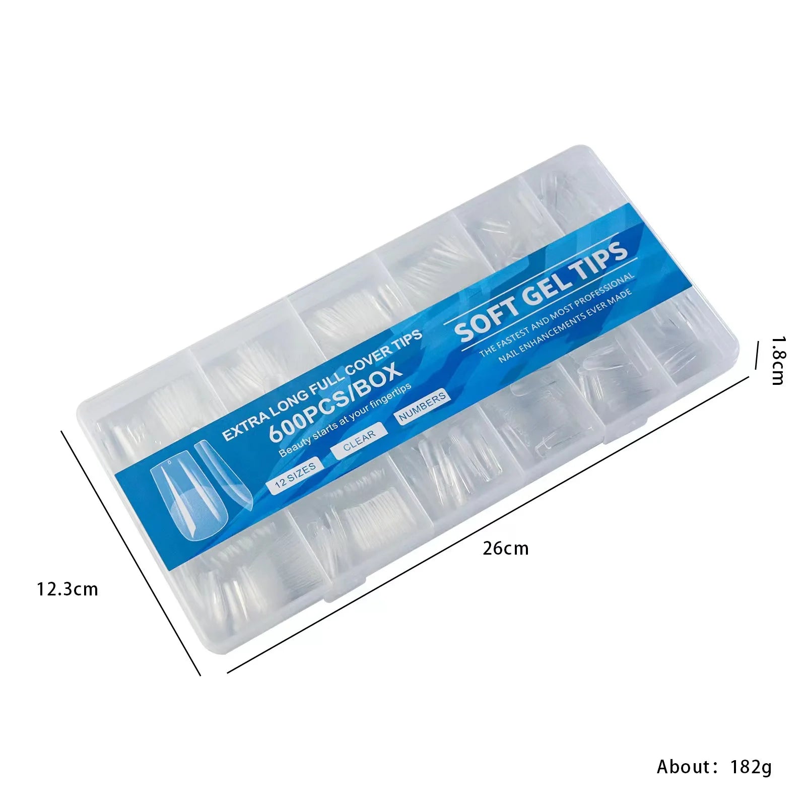 600PCS Soft Gel Nail Tips Half Matte Clear Acrylic ALMOND False Nails for Extension Manicure Tools