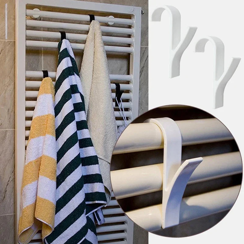 Wall-Mounted Bathroom Radiator Hooks – Space-Saving Organiser for Towels and Clothes