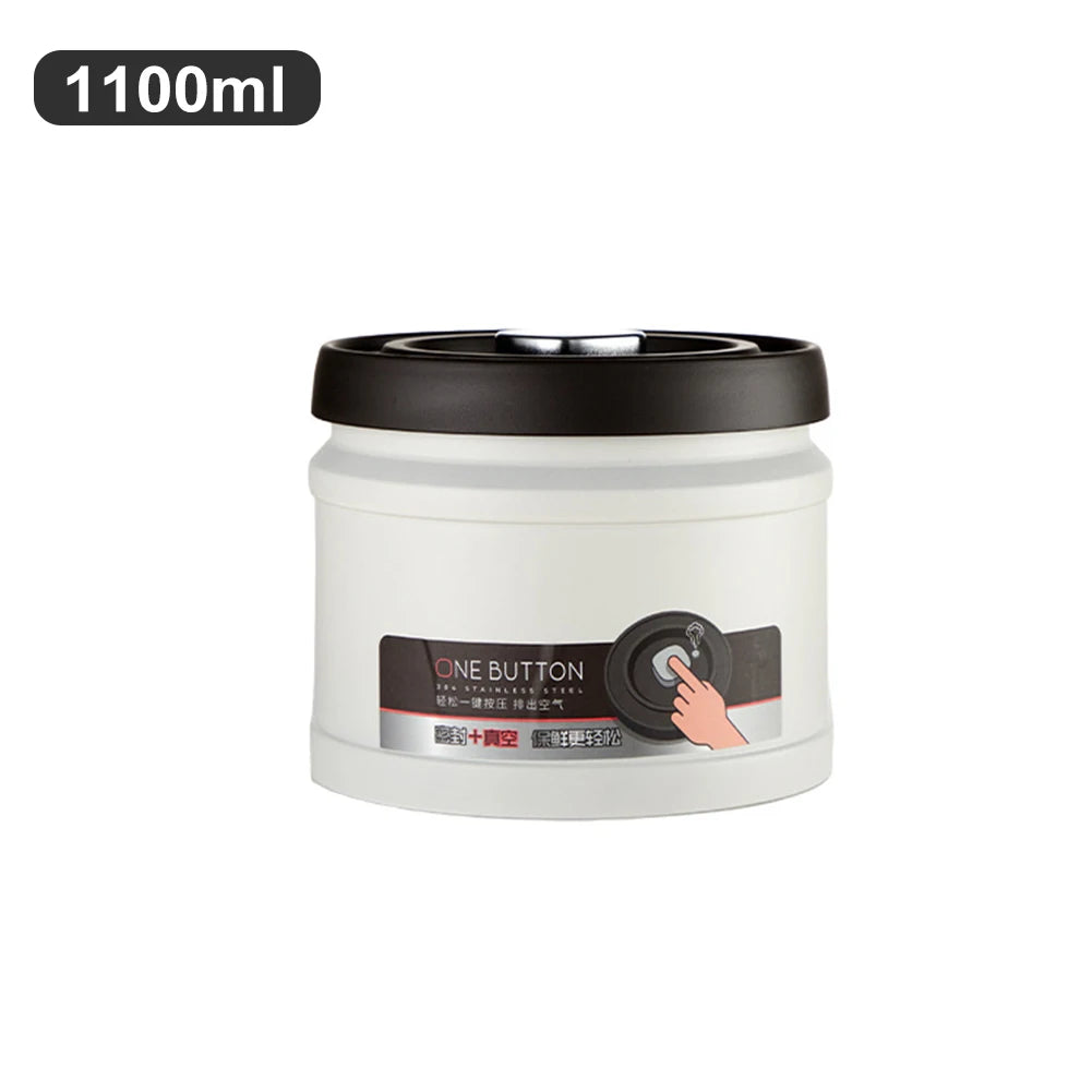 Stainless Steel Coffee Bean Vacuum Sealed Canister Airtight Storage Jar for Kitchen Organisation