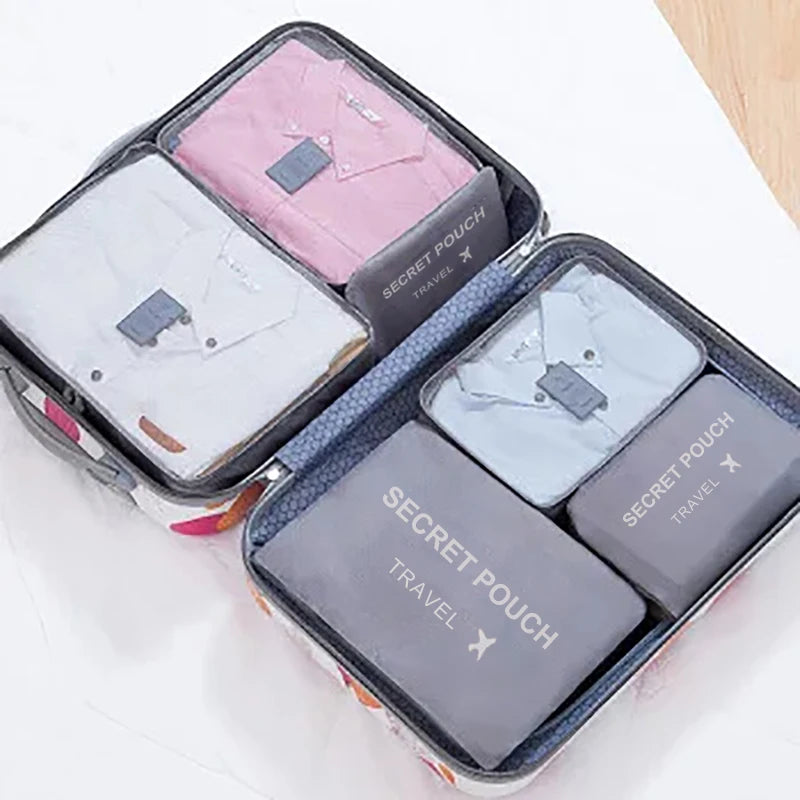 6PCS Travel Packing Cubes Set Large Capacity Luggage Organiser Bags Oxford Travel Storage Set