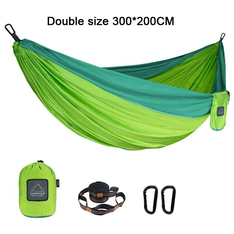 Portable Nylon Parachute Hammock Single & Double Sizes for Camping, Hiking, Travel and Outdoor Usage