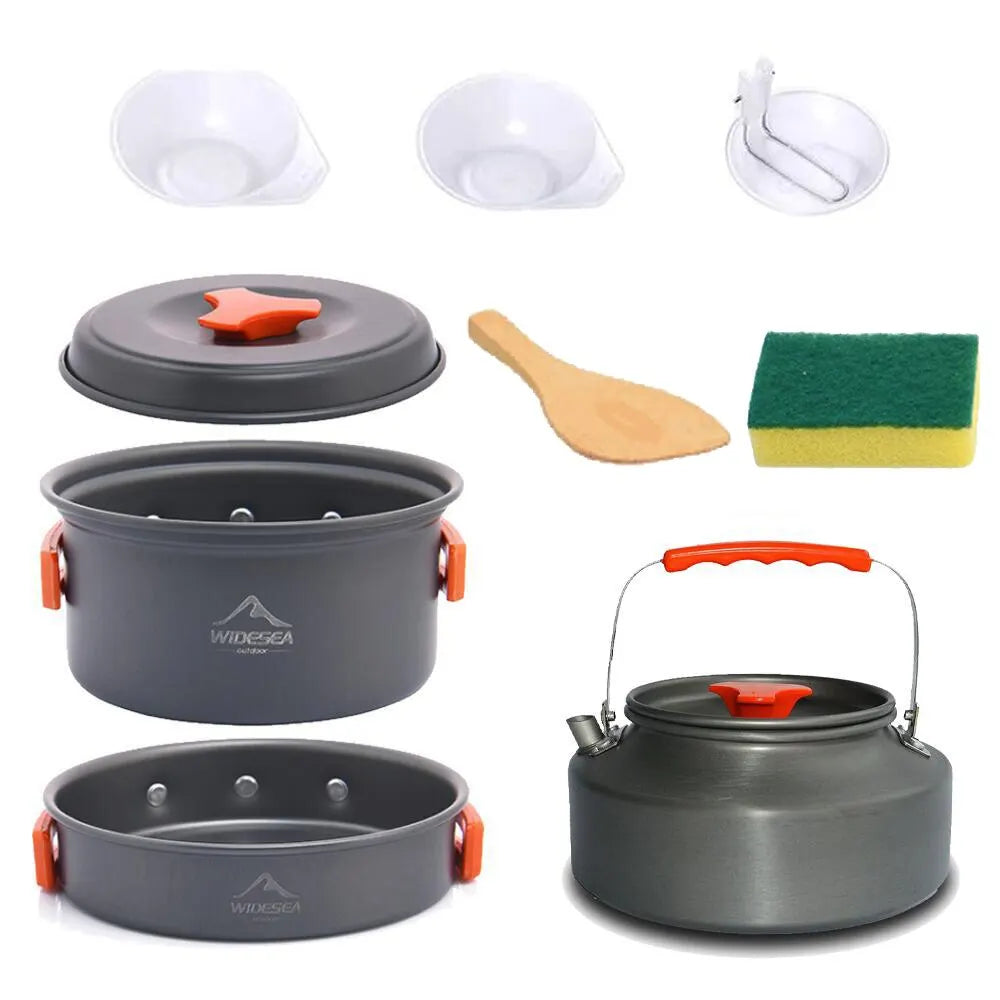 Widesea Camping Cookware Set | Lightweight Outdoor Pots & Tableware Kit