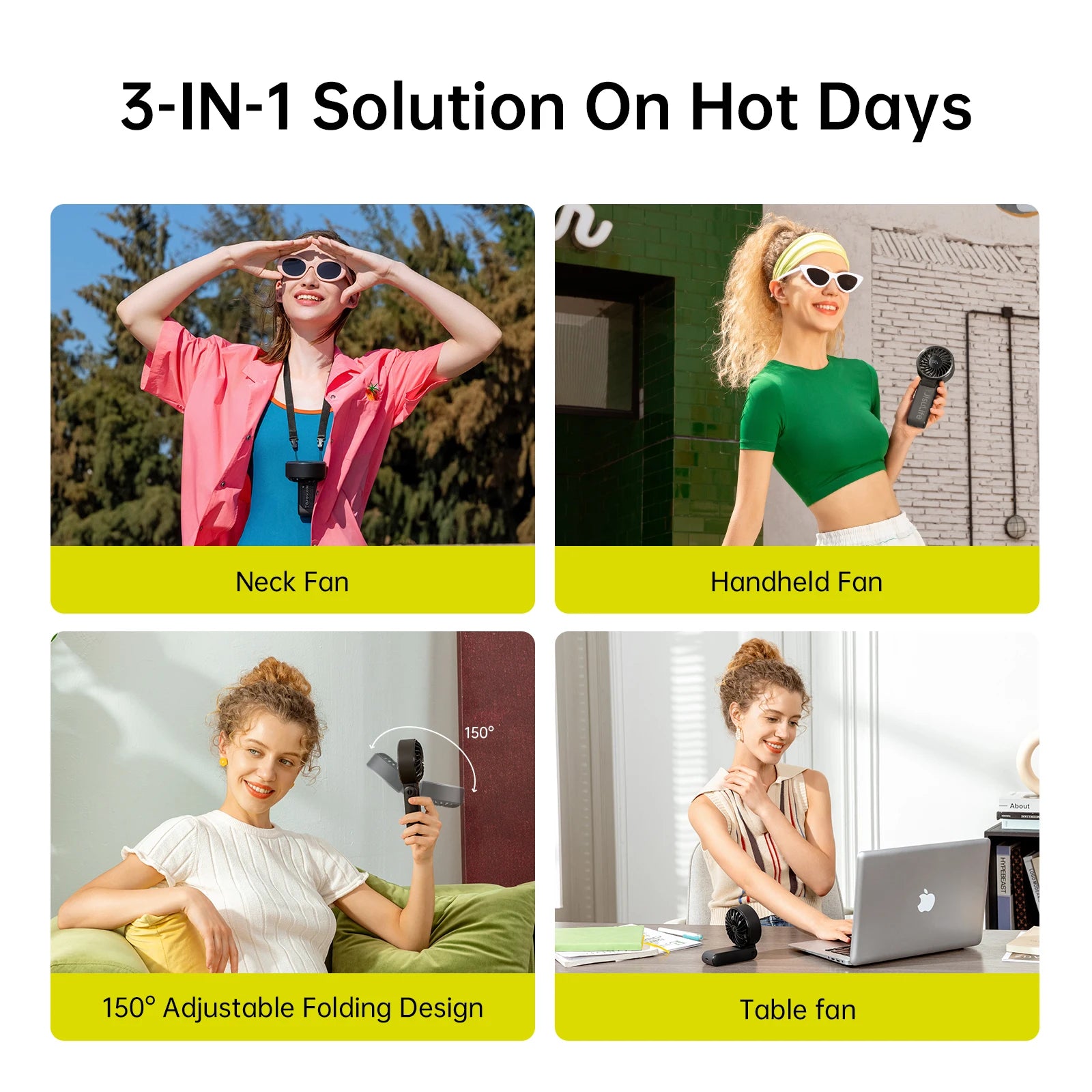 JISULIFE Portable Handheld Fan with LED Display, 5000mAh Battery, 5 Speed Modes, Foldable 3-in-1